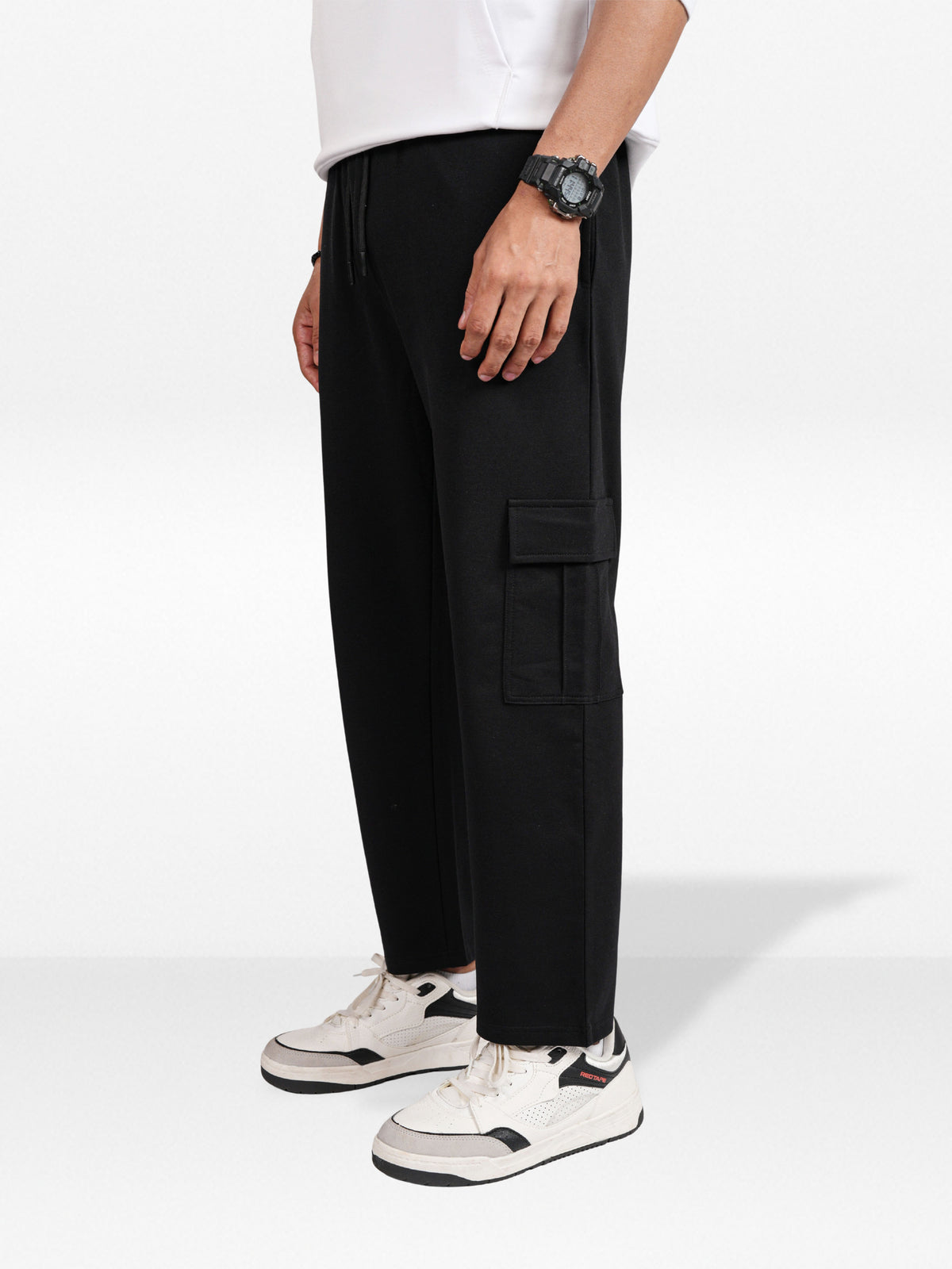 Men’s Cargo Jogger Pants – Straight Fit with Drawstring Waist | Casual Lounge Trousers with Modern Panel Detail
