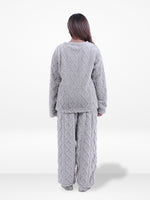 Women’s Fur Fabric Pyjama Set – Soft & Cozy 2-Piece Winter Nightwear | Long Sleeve Sleepwear Top and Bottom Set