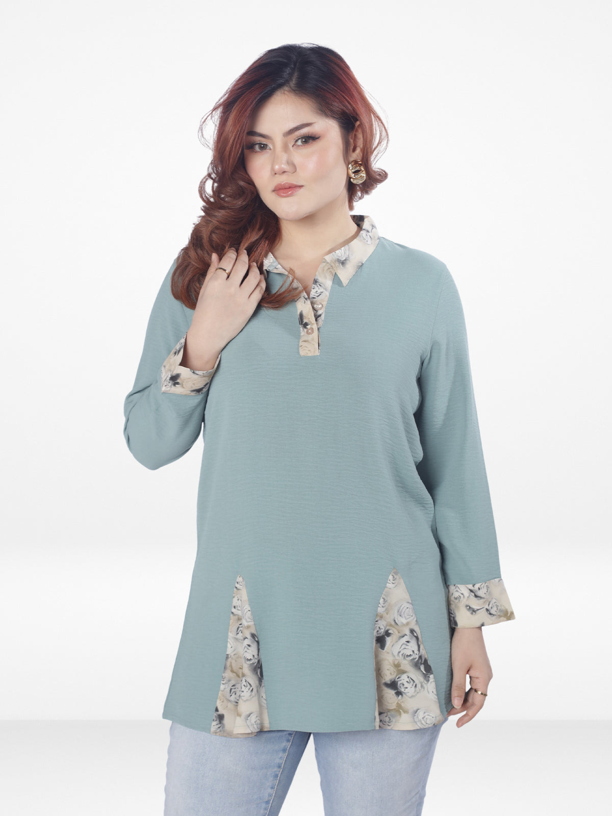 Women Shirt Collar Tops with Nice Design| Green