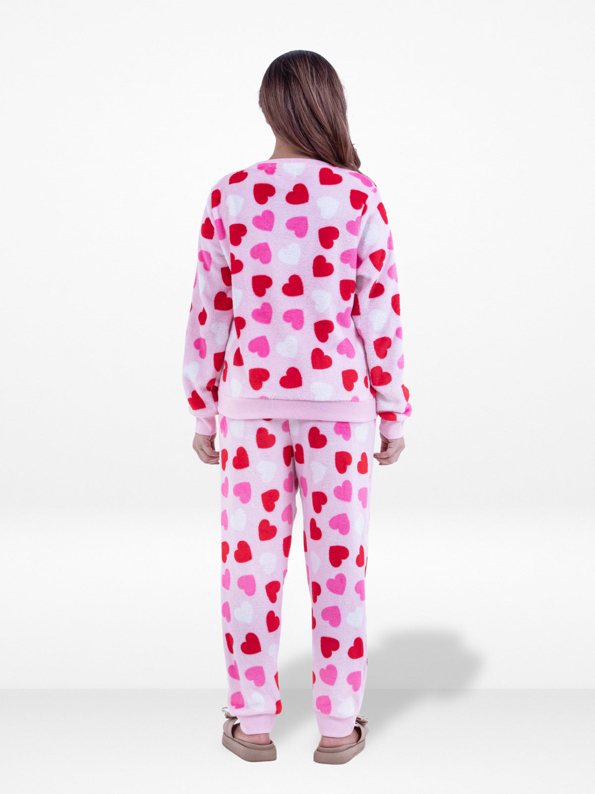 Women’s HeartPrinted Pyjama Set –Long Sleeve Sleepwear, Soft & Cozy 2-Piece Winter Nightwear