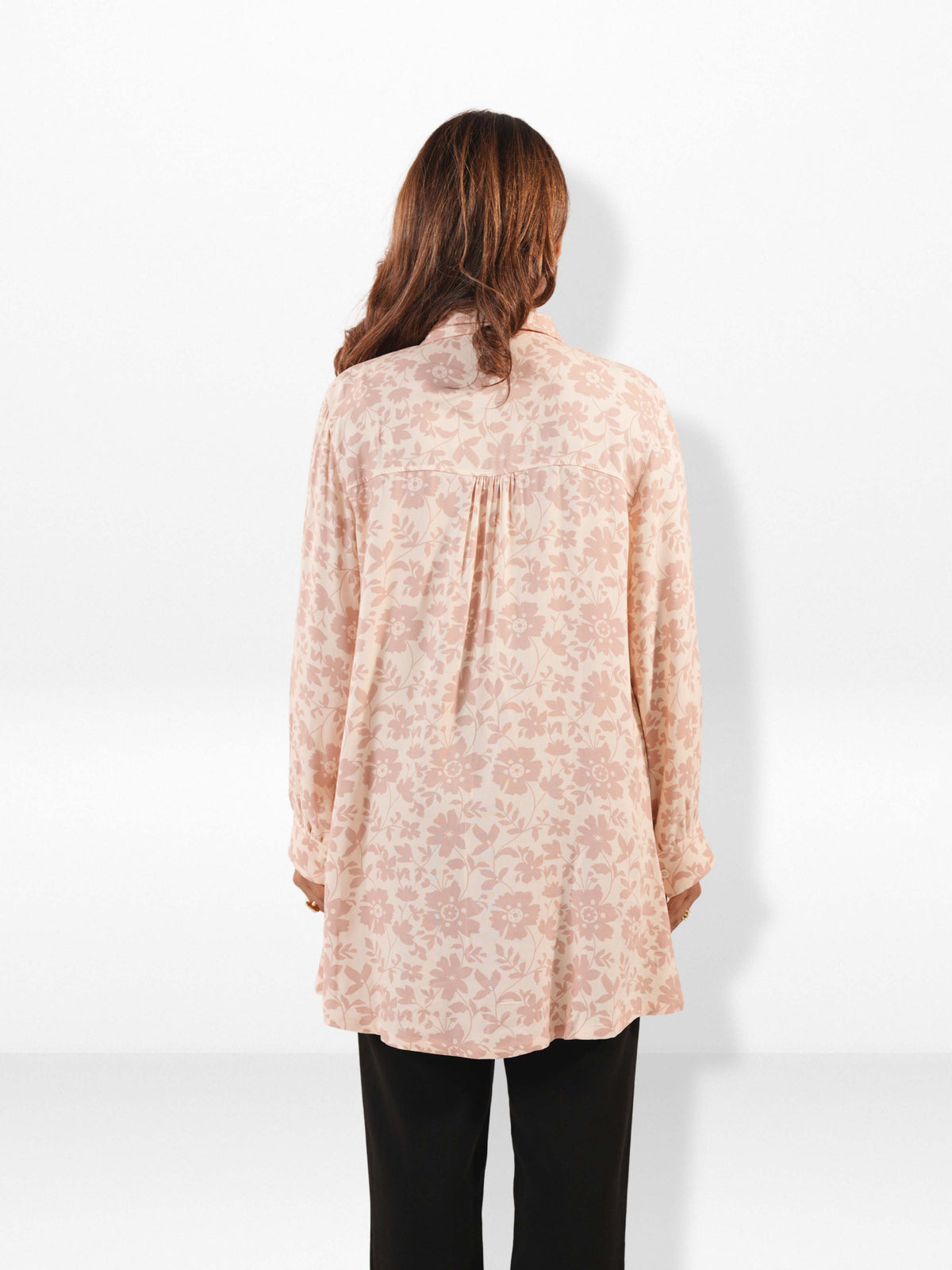 Women’s Floral Print Tunic Shirt – Long Sleeve Button-Up Blouse | Casual Loose Fit Top for Women