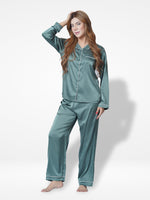 Women's Satin Notch collar & Full Sleeve Sleepwear set |Satin Fabric