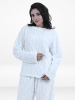 Women’s Fur Fabric Pyjama Set – Soft & Cozy 2-Piece Winter Nightwear | Long Sleeve Sleepwear Top and Bottom Set