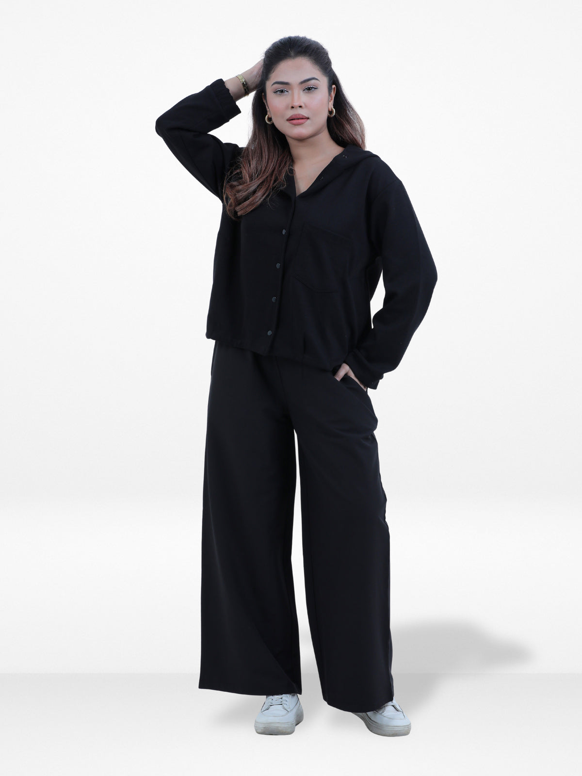 Women Button Down Hoodie – Long Sleeve Pullover Fall Winter Jacket, Casual Warm Outerwear for Everyday Wear