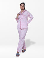 Women’s Satin Pajama Set – Long Sleeve Button Down with Notch Collar & Contrast Piping | 2 Piece Silk Sleepwear with Long Pants
