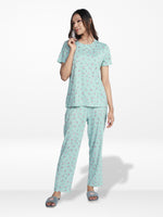 Women’s 2 PieceAll Over Printed Loungewear Set – Short Sleeve Top & Pants | Casual Lounge Outfit, Soft Pajama Set, Summer Sleepwear for Women