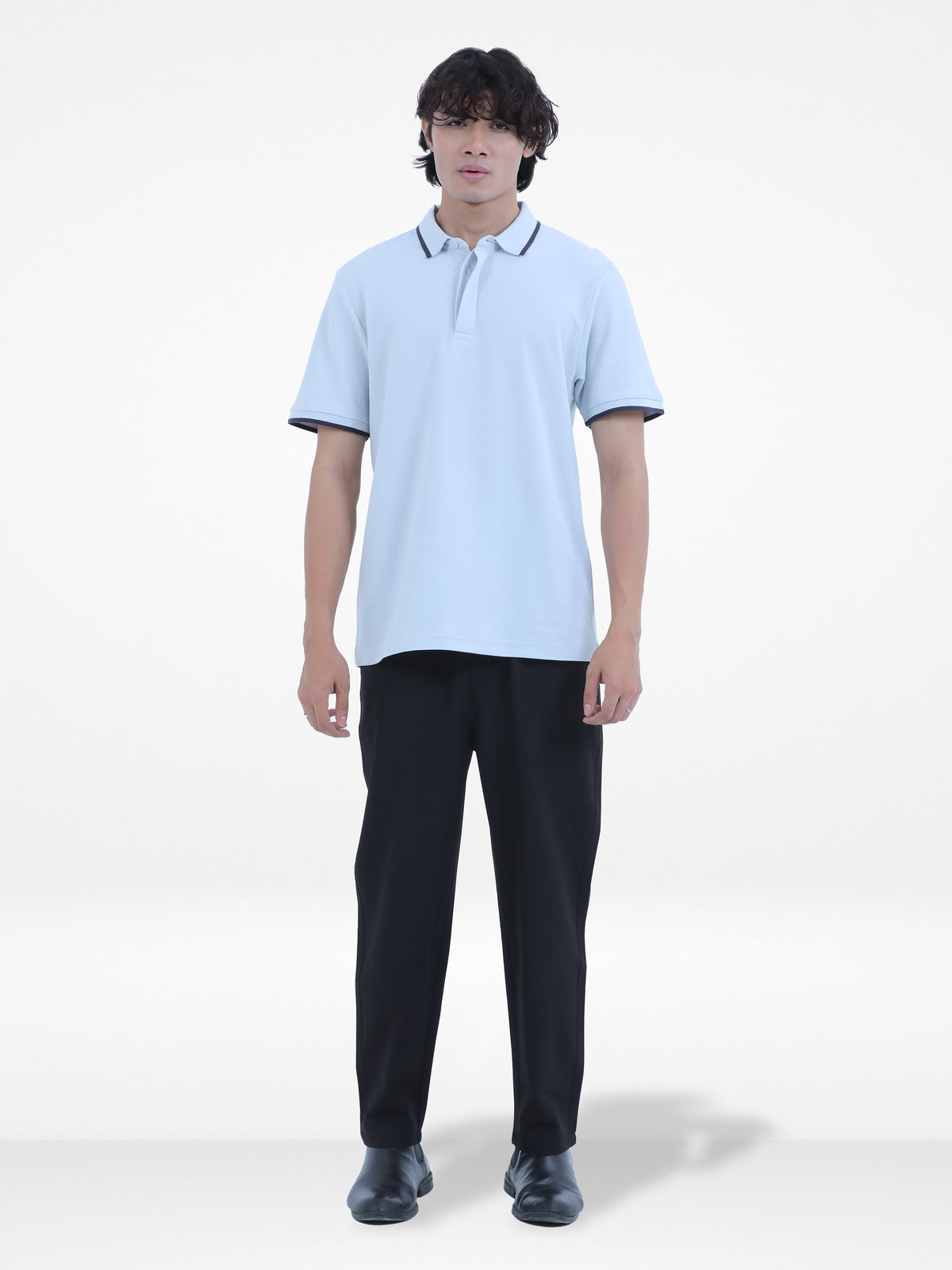 Men's Reguler-Fit Cotton Pique Polo Shirt100% Cotton Casual Top | Tipped Collar & Sleeves | Three-Button Placket | Smart Everyday Wear