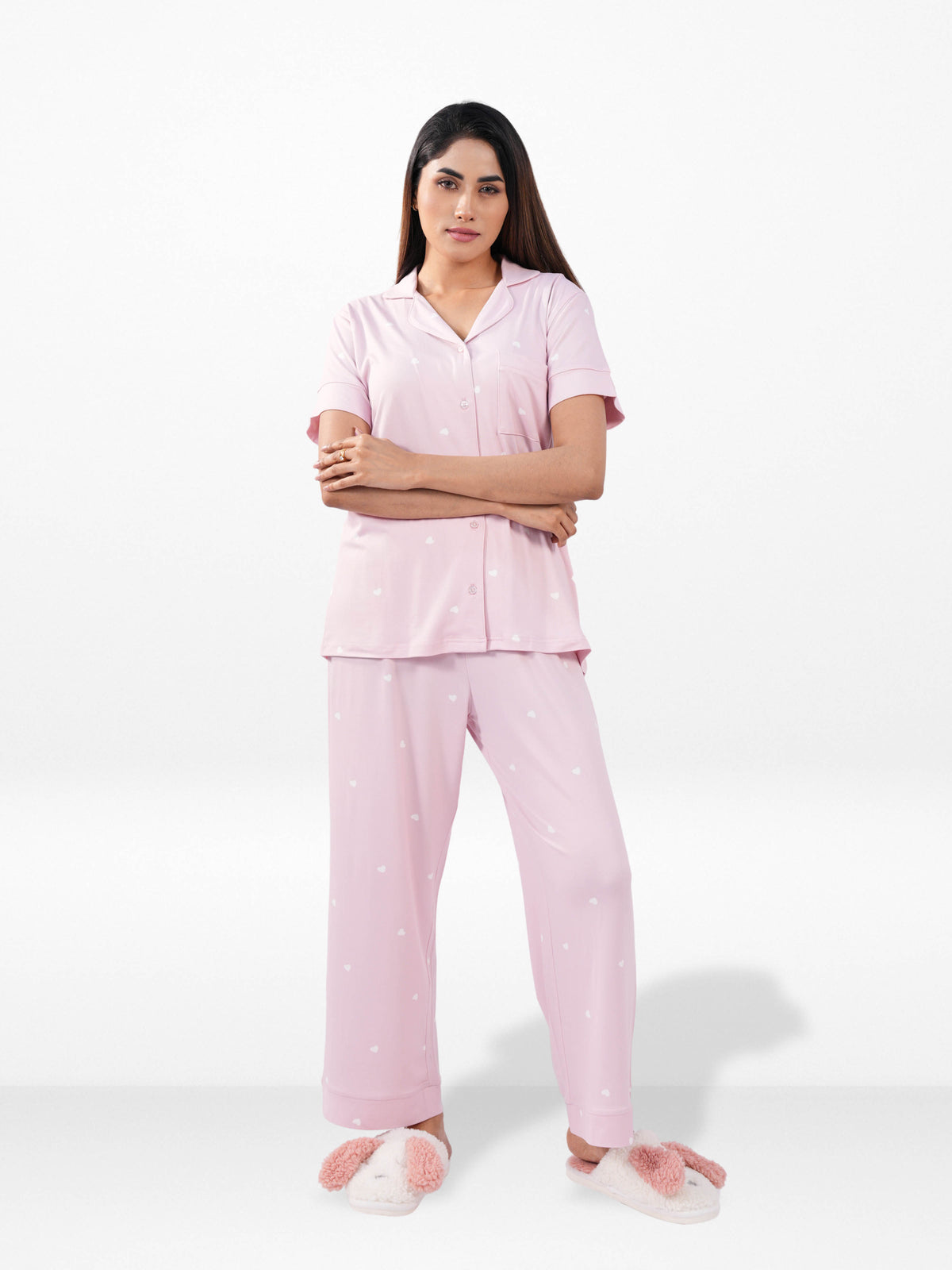 Women’s Printed Night Suit Set – Shirt & Pyjama | Soft Nightwear Dress, 2 Piece Sleepwear for Women, Comfortable Loungewear