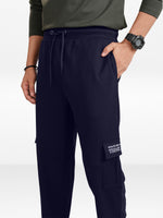 Men’s Cargo Jogger Pants – Straight Fit with Side Pocket Printed | Casual Lounge Trousers with Modern Panel Detail