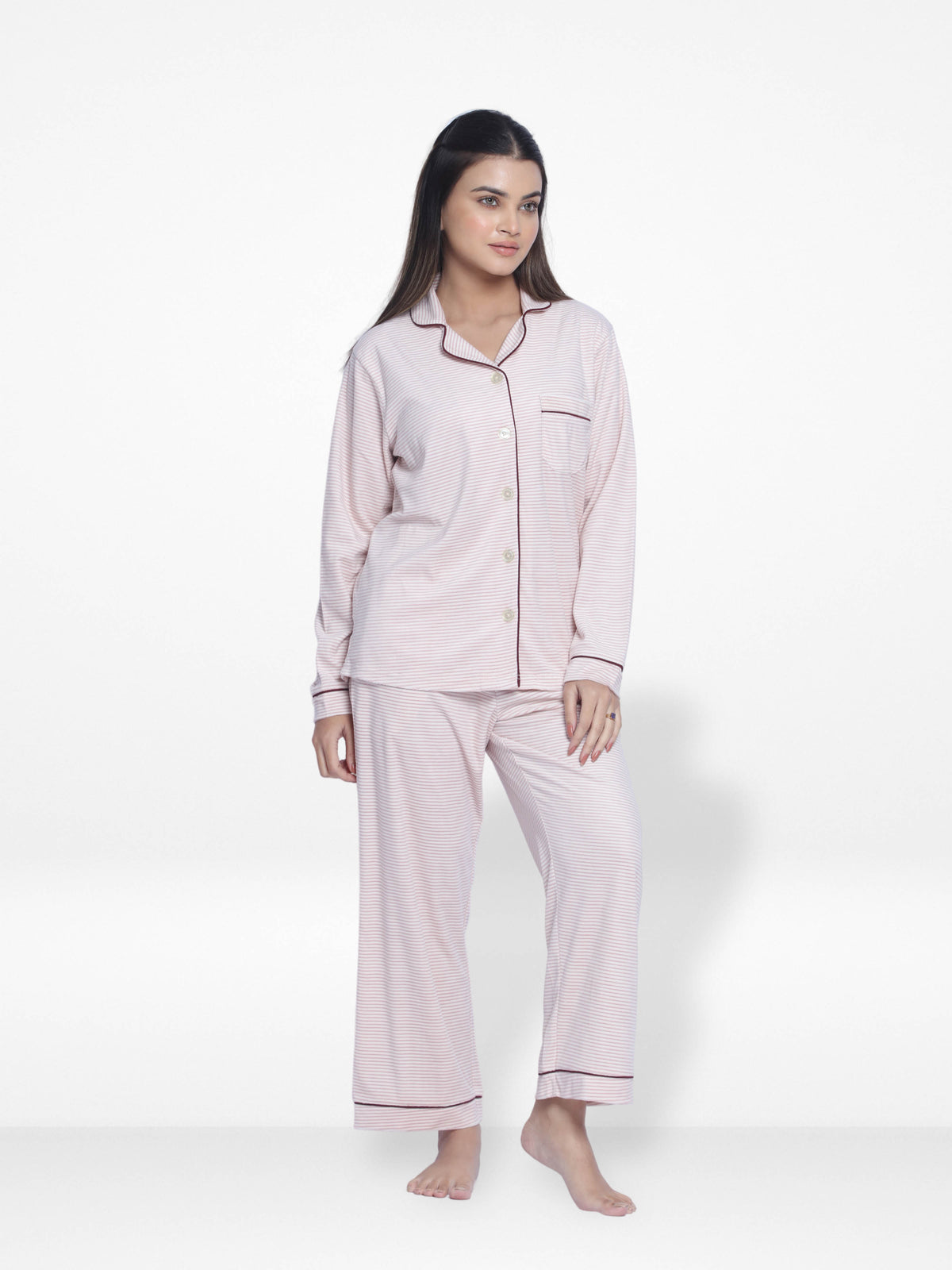 Women Velour Sleepwear Long Sleeve Rosy Aop Pyjama Set