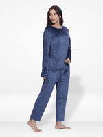 Women Velour Sleepwear Long Sleeve Pyjama Set