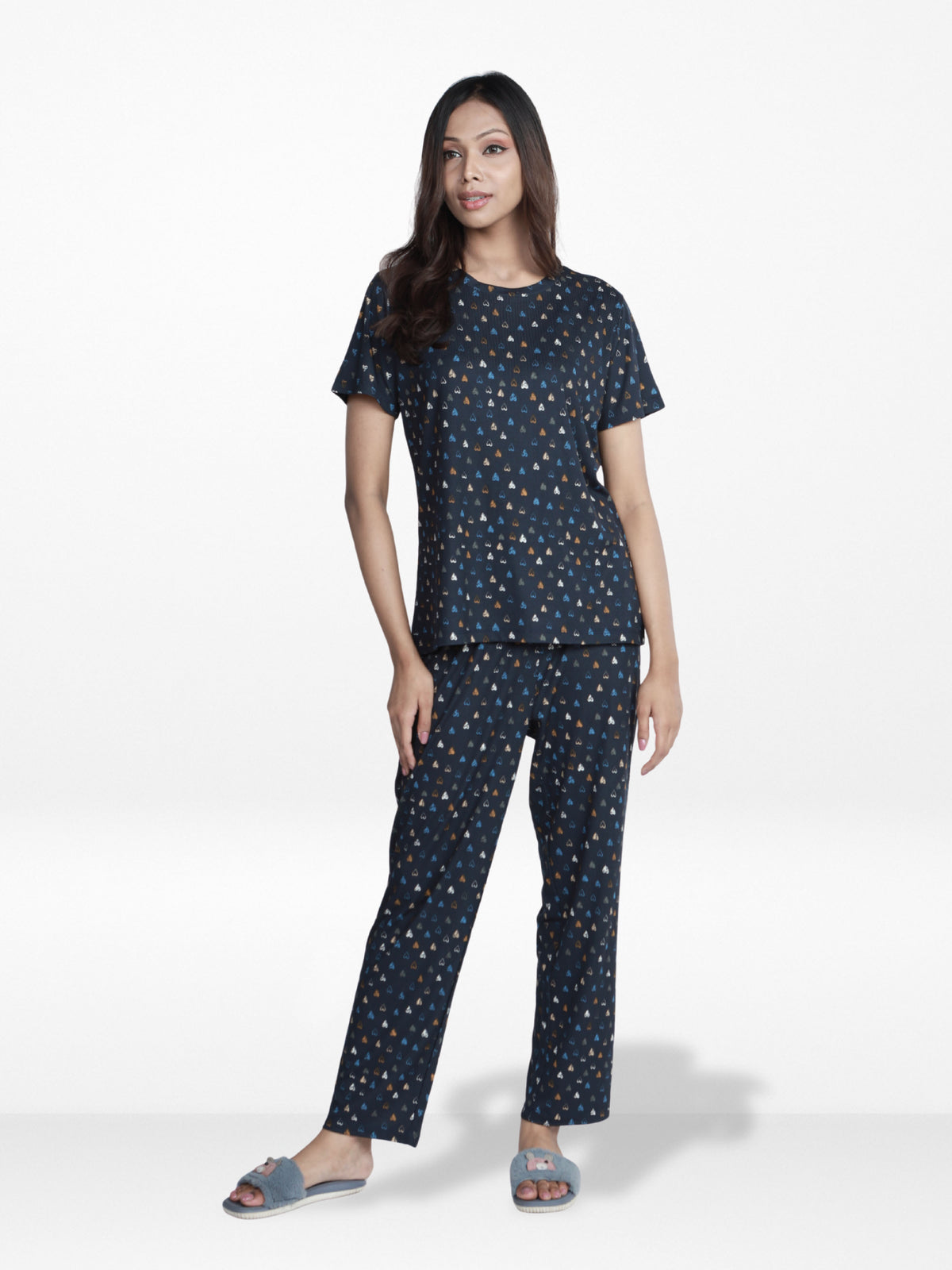 Women’s 2 Piece All Over Printed Loungewear Set – Short Sleeve Top & Pants | Casual Lounge Outfit, Soft Pajama Set, Summer Sleepwear for Women