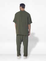 Men's Short Sleeve Shirt & Long Pant Set| Olive