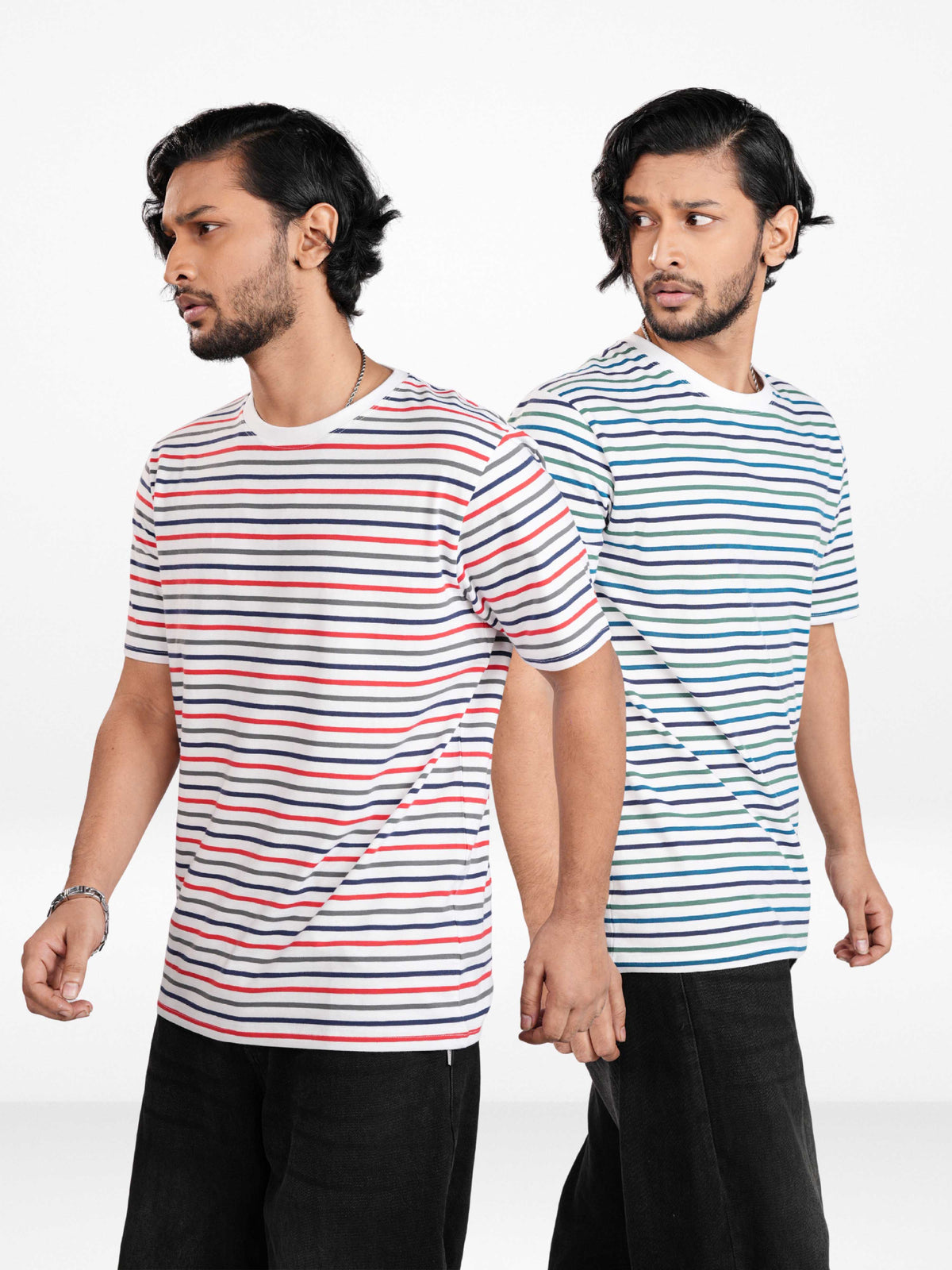 Men’s Striped Henley Neck T-Shirt – Regular Fit Short Sleeve Tee | Soft Stretch Casual Wear