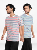 Men’s Striped Henley Neck T-Shirt – Regular Fit Short Sleeve Tee | Soft Stretch Casual Wear
