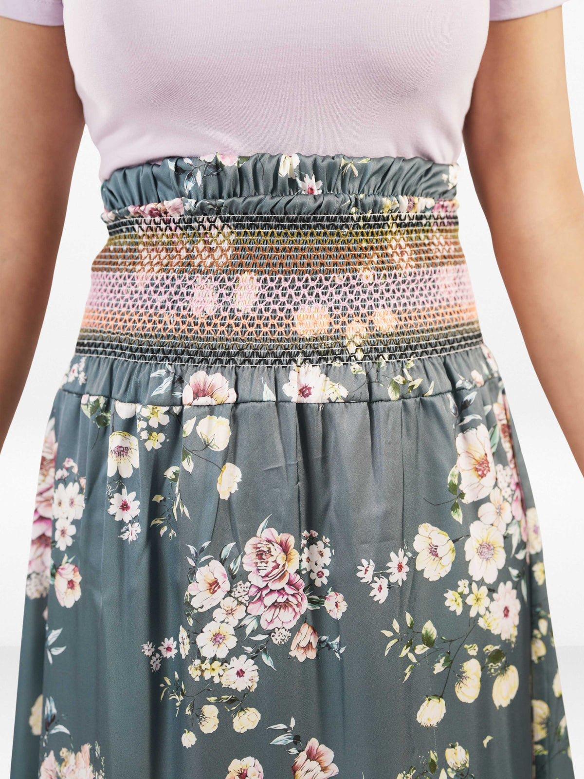 Women’s All Over Printed Maxi Skirt – Summer Pleated High Waist Casual Long Skirt