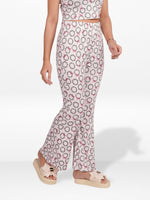 Women’s Printed Palazzo Pants | Wide Leg Lounge Trousers for Women | Soft Stretch Yummy Rib Fabric | Casual & Party Wear Bottoms - Blushing Bride