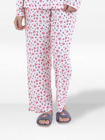 Women’s Printed Pajama Pants | Soft & Stretchy Sleepwear Trousers | Elastic Waist Lounge Pants | Yummy Rib Fabric - Egret