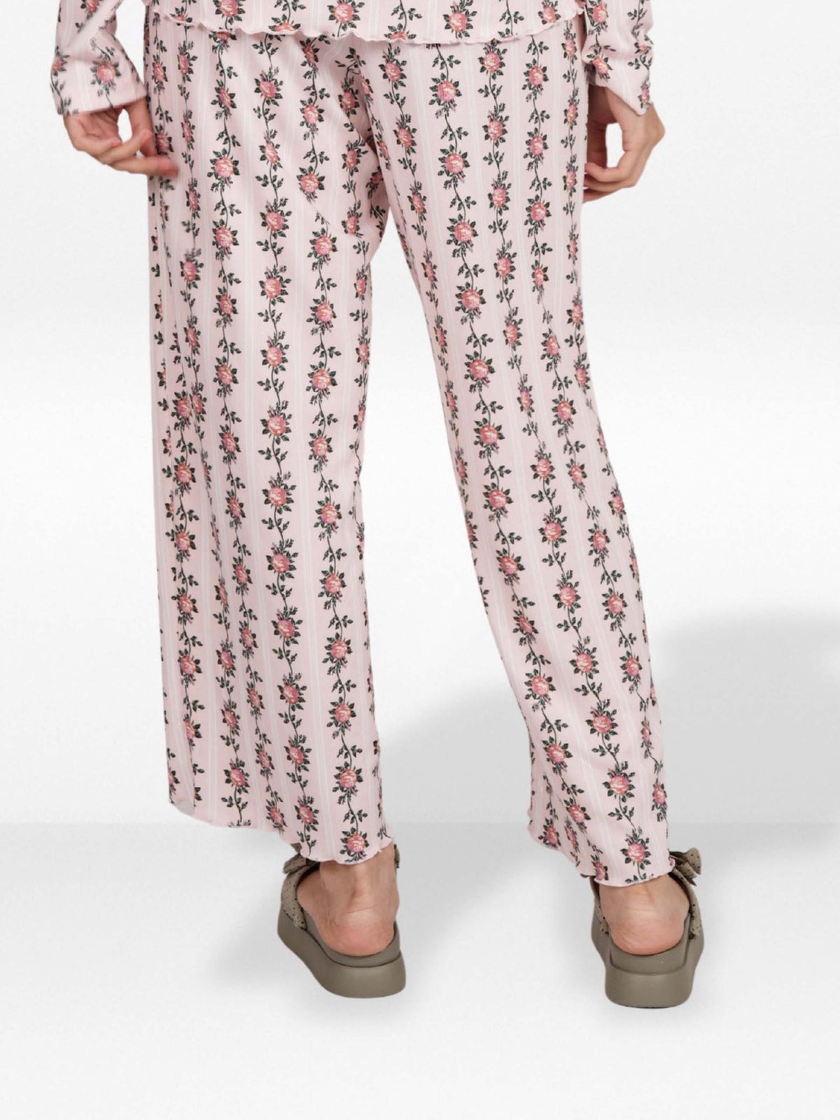 Women's Floral Printed Wide Leg Pants – Soft Yummy Rib Casual Trousers
