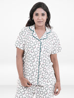 Women’s 3-Piece Pajama Set – Yummy Rib Fabric Sleepwear with Contrast Piping, Notch Collar & Button Down Top,