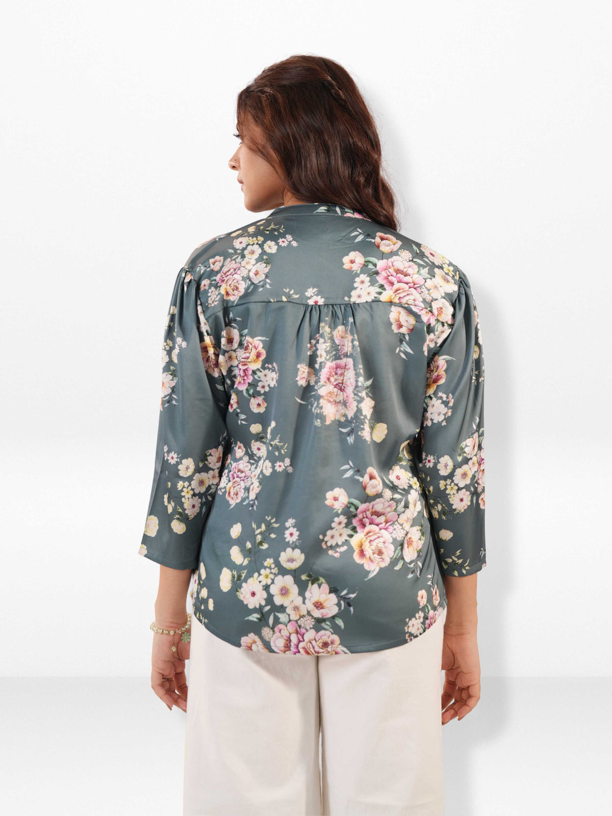 Women’s Floral Printed Satin Top – Casual Silky Blouse | Elegant Everyday & Party Wear