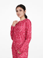 Women's Henley Long Sleeve Printed Top – Soft & Stretchy Rib Knit Casual T-Shirt