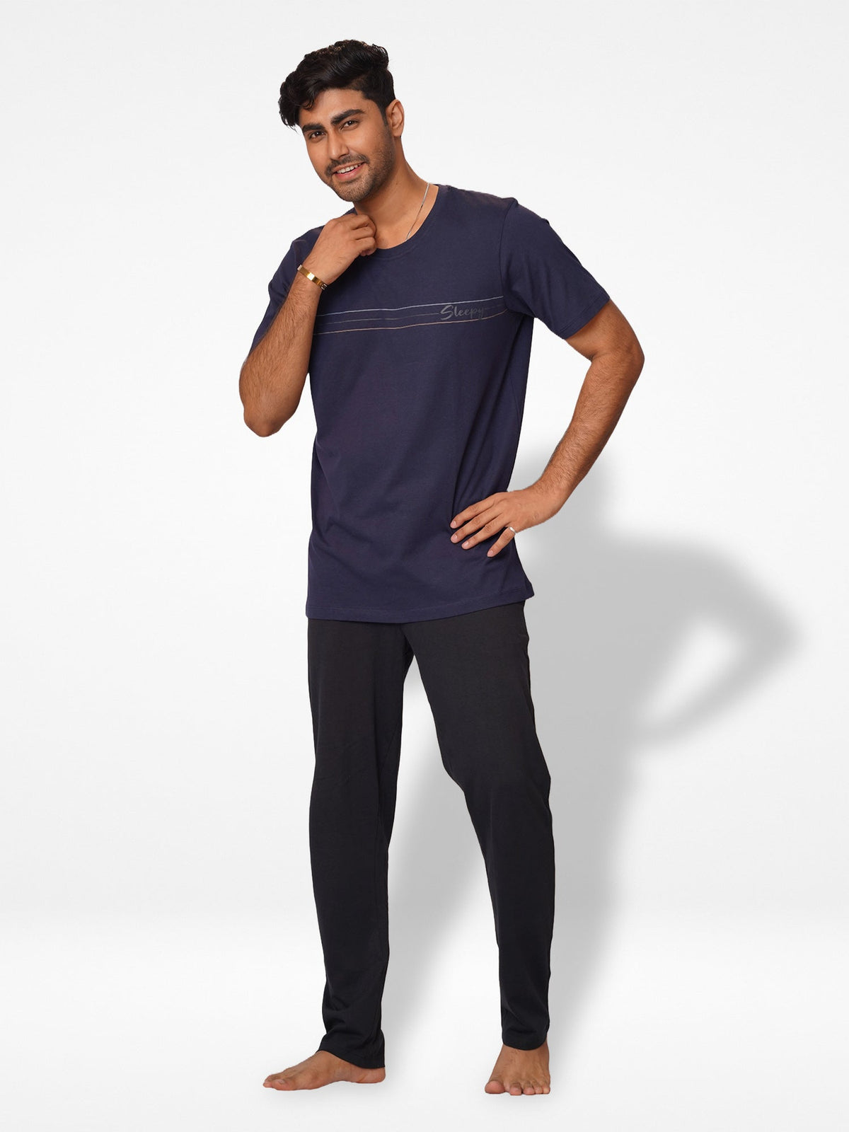 Men's T-Shirt & Trouser Lounge Set Blue