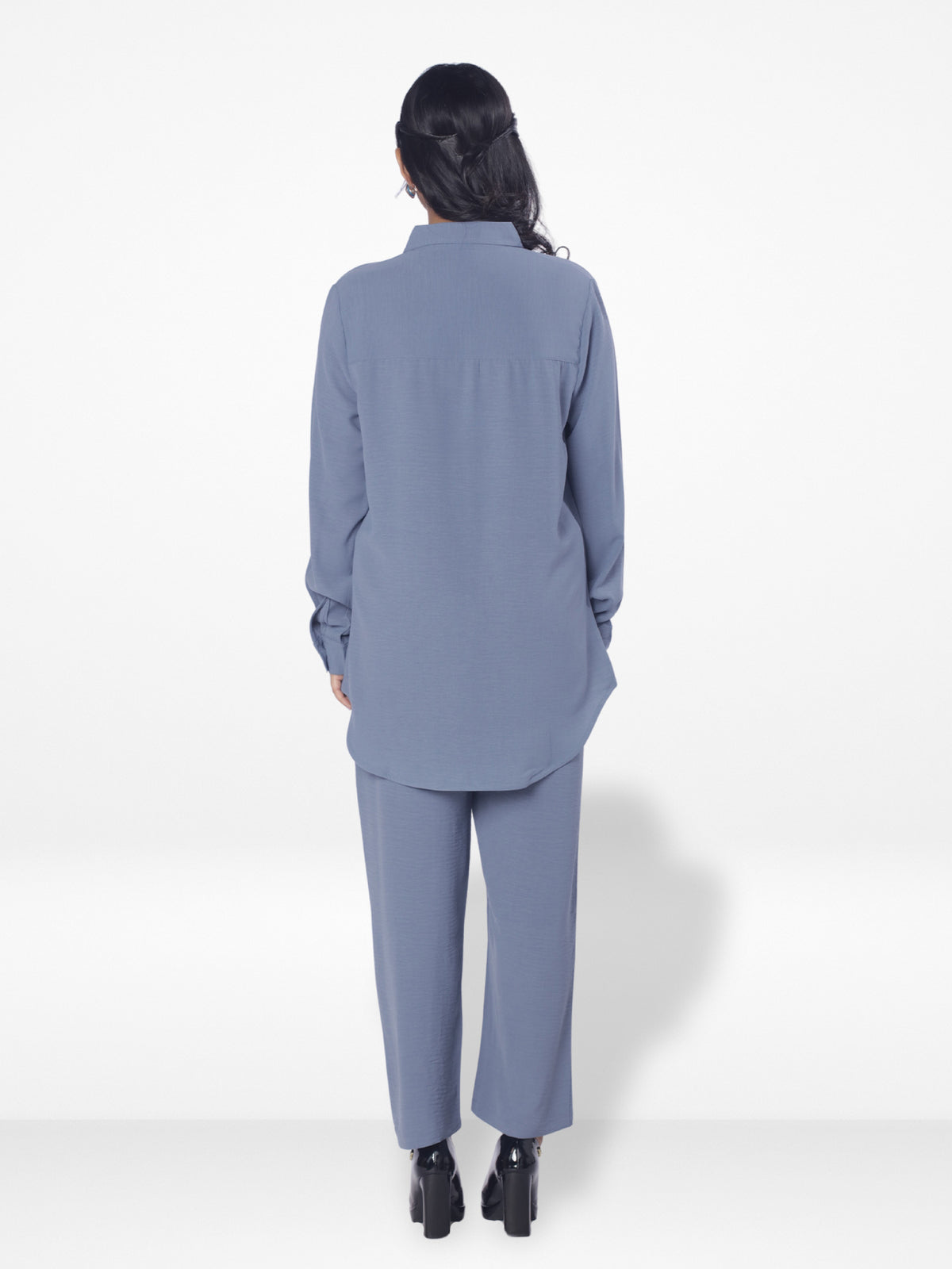 Women Solid Color Co-Ord Set| Long Sleeve| Slate Blue