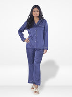 Women's Satin Notch collar & Full Sleeve Sleepwear set |Satin Fabric