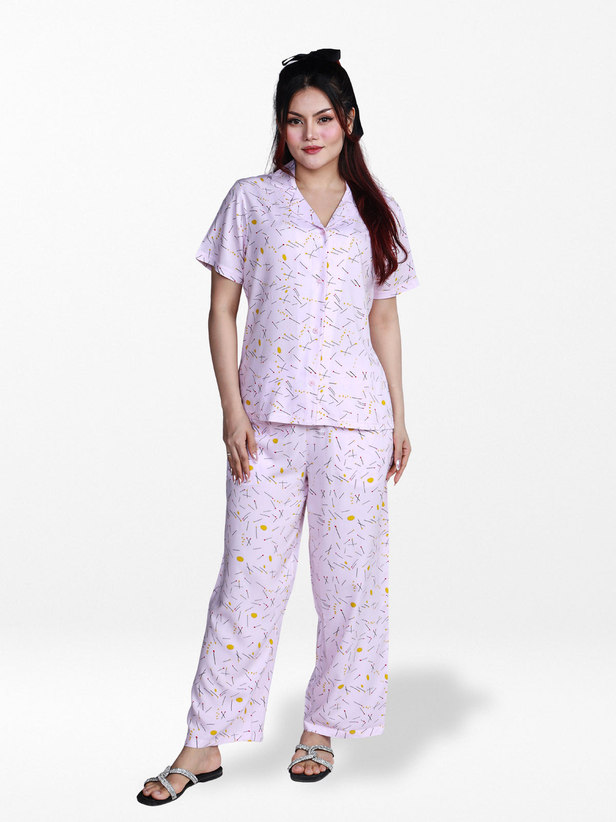 Women’s Short Sleeve Viscose Sleepwear Set – Notch Collar 2 Piece Pajama Outfit | Comfy Nightwear, Soft Summer Lounge Set for Women