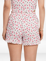 Womens All Over Printed Frill Height Style Bottom Shorts for Trendy Casual Wear - Egret