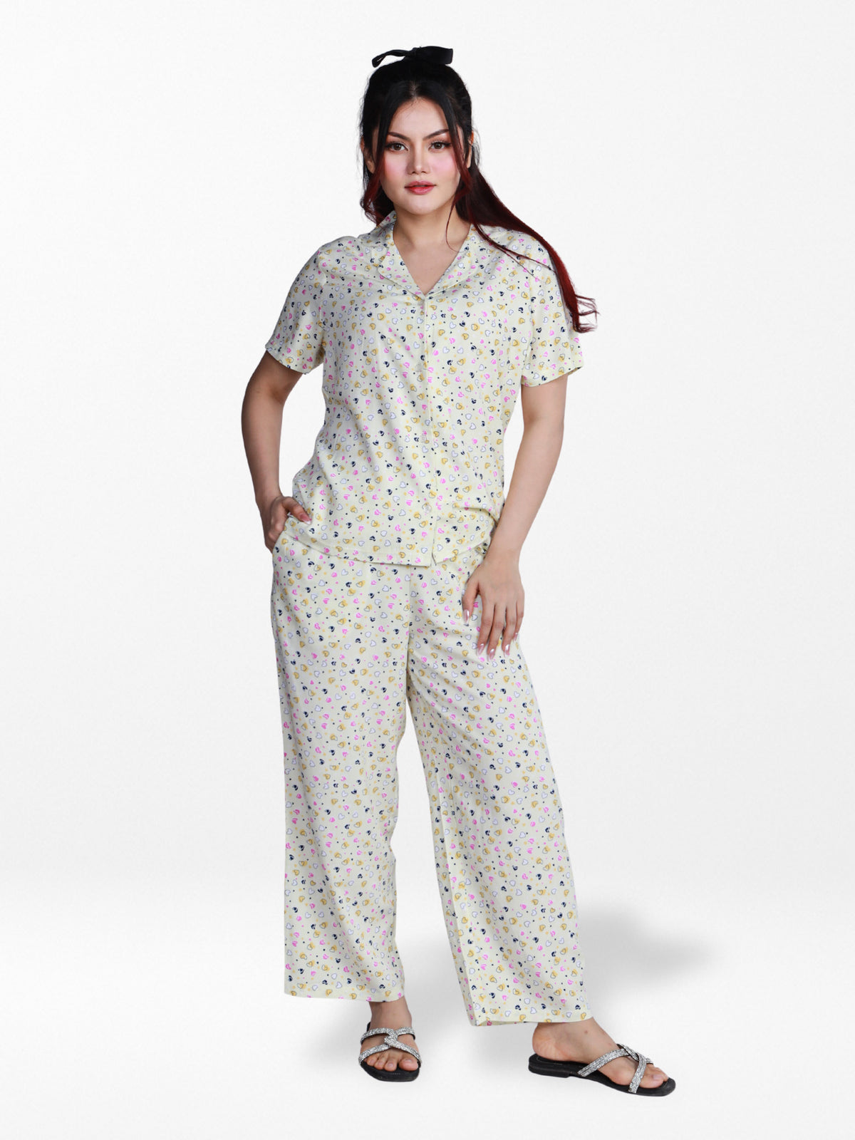 Women’s Short Sleeve Viscose Sleepwear Set – Notch Collar 2 Piece Pajama Outfit | Comfy Nightwear, Soft Summer Lounge Set for Women