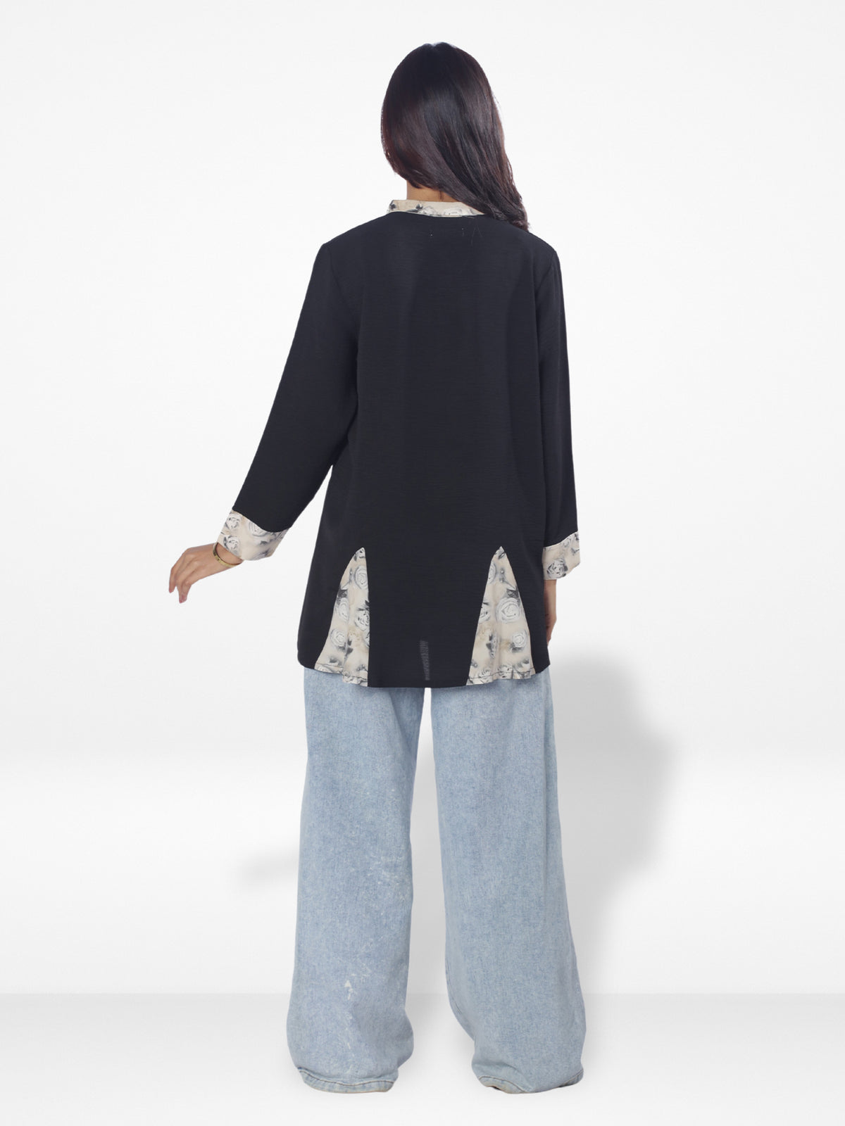 Women Shirt Collar Tops with Nice Design| Black