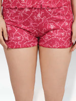 Women’s Printed Pajama Shorts | Soft & Stretchy Sleepwear Shorts | Elastic Waist Lounge Shorts | Yummy Rib Fabric - Crimson