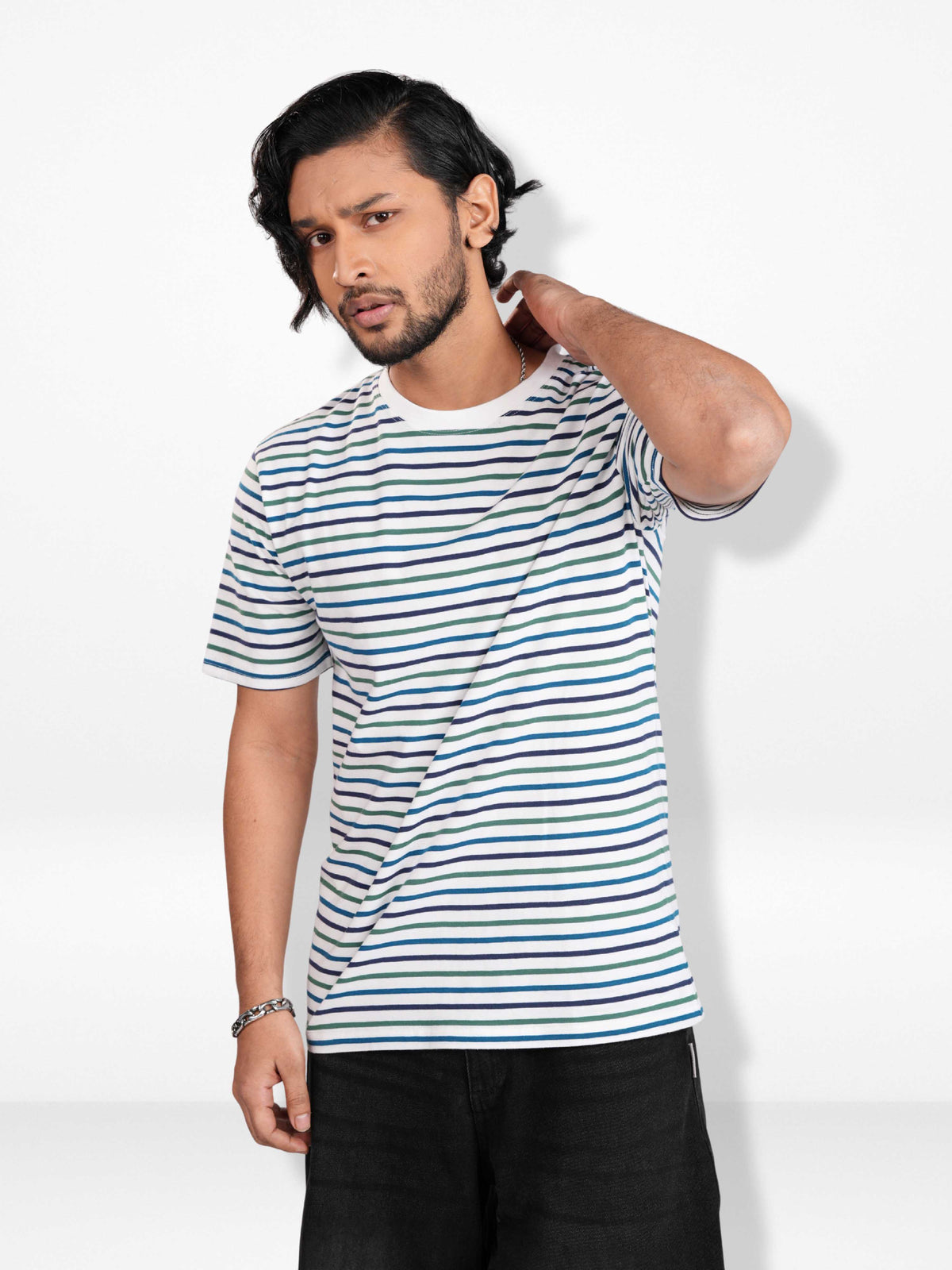 Men’s Striped Henley Neck T-Shirt – Regular Fit Short Sleeve Tee | Soft Stretch Casual Wear