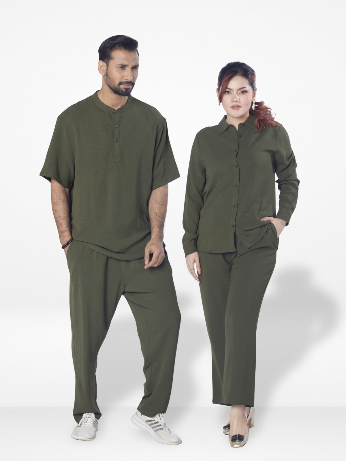 Couple Co-ord Set| Long Pant| Olive
