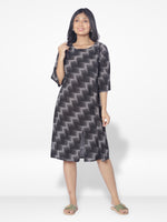 Women Black & Grey shades Printed Long Top| Black Shade