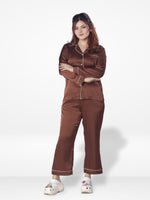 Women's Satin Notch collar & Full Sleeve Sleepwear set |Satin Fabric