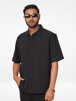 Men's Relaxed-Fit Half-Sleeve Casual Shirt Black
