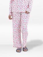 Women’s Printed Pajama Pants | Soft & Stretchy Sleepwear Trousers | Elastic Waist Lounge Pants | Yummy Rib Fabric - Egret