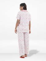 Women’s 3-Piece Pajama Set – Yummy Rib Fabric Sleepwear with Contrast Piping, Notch Collar & Button Down Top,