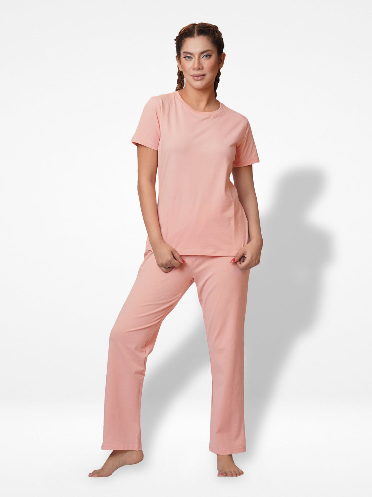 Women Short Sleeve Cotton Loungewear Set