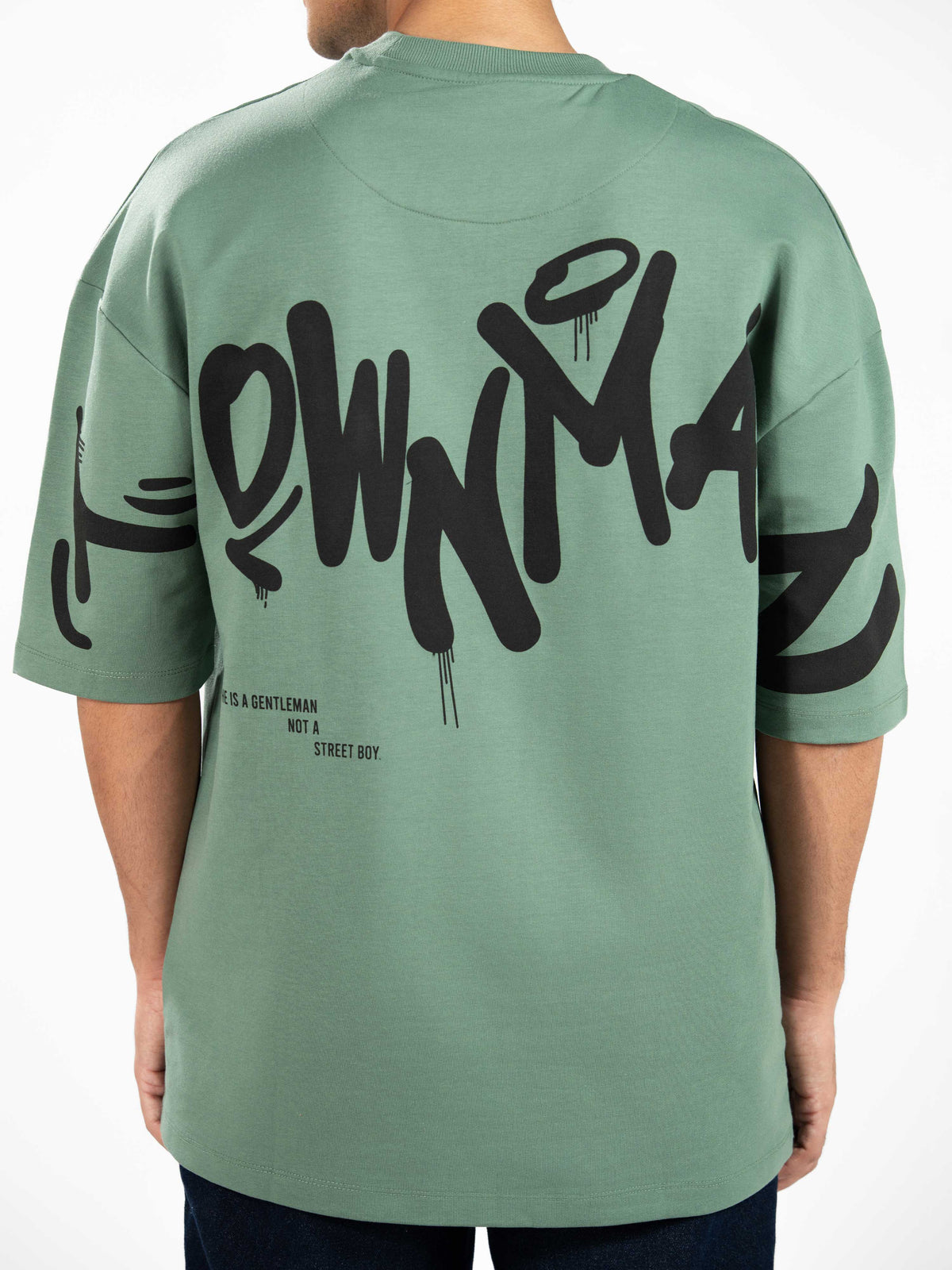 Men’s Oversized Drop Shoulder Graphic T-Shirt – Short Sleeve Crew Neck Tee | Casual Streetwear Top with Front & Back Print