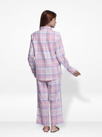 Women Pink Check Print Co-Ord Set with Luxury Details