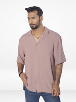 Men's Half-Sleeve Relaxed-Fit Casual Cuban Collar Shirt| COPPER