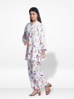 Women White Floral Aop Print Co-Ord Set with Luxury Details