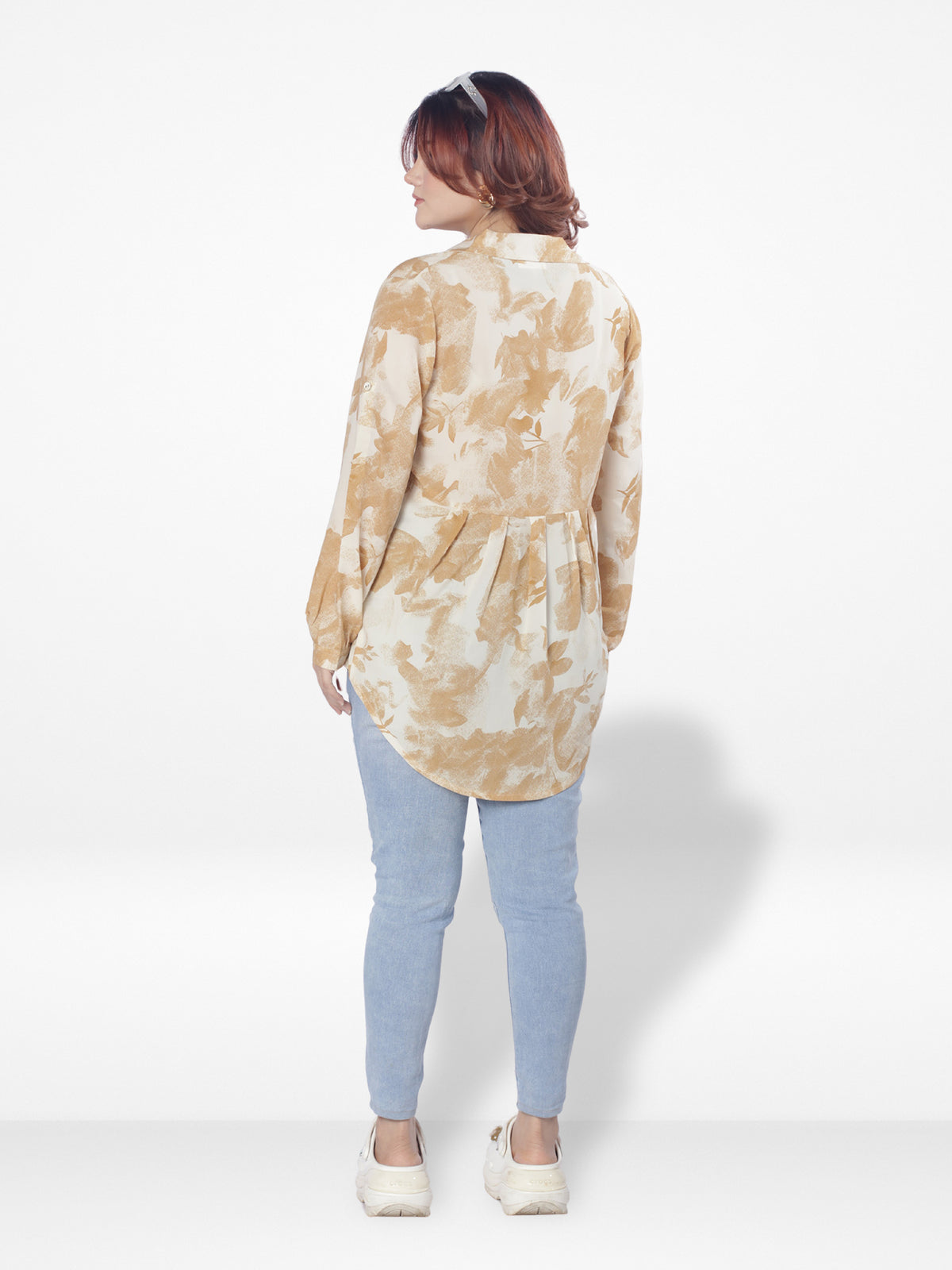 Women Off White All Over Print Long Sleeve Top| Off White