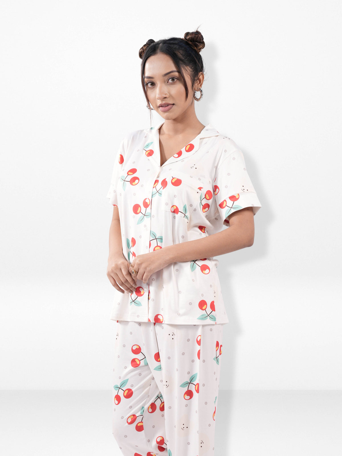 Women’s Printed Night Suit Set – Shirt & Pyjama | Soft Nightwear Dress, 2 Piece Sleepwear for Women, Comfortable Loungewear