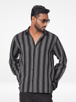 Men's Relaxed-Fit full-Sleeve Casual Shirt Black Stripes