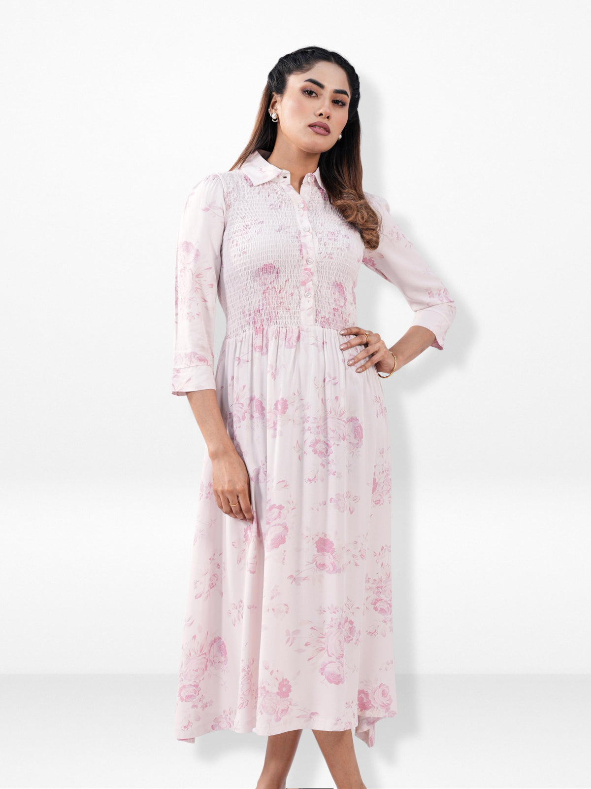 Women’s Floral Print Crepe Maxi Dress – Mystical Long Dress for Casual & Evening Wear